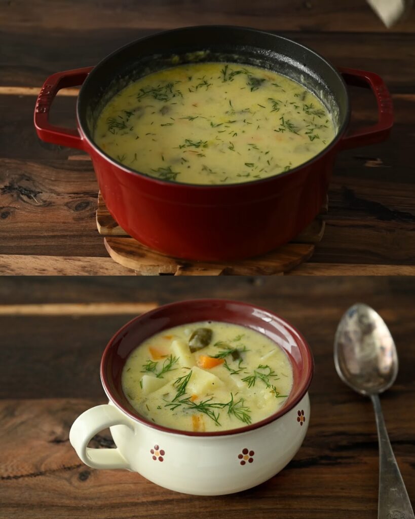 Creamy Pickle Soup finished dish