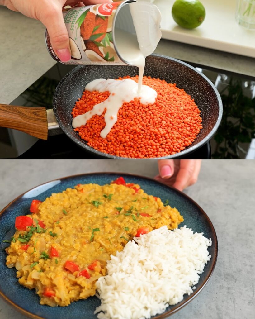 Red Lentils with coconut milk finished dish