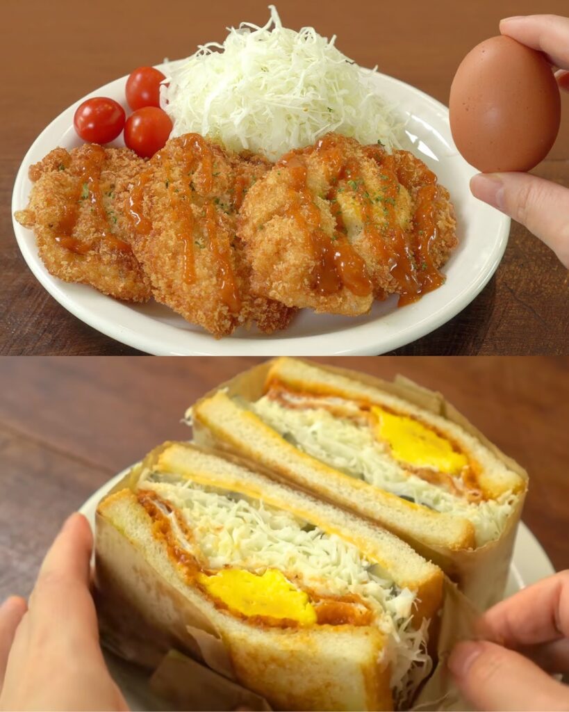 Egg Cutlets with Just 2 Ingredients :: Cabbage Toast with Egg Cutlets :: Fried Egg :: Easy Dinner finished dish