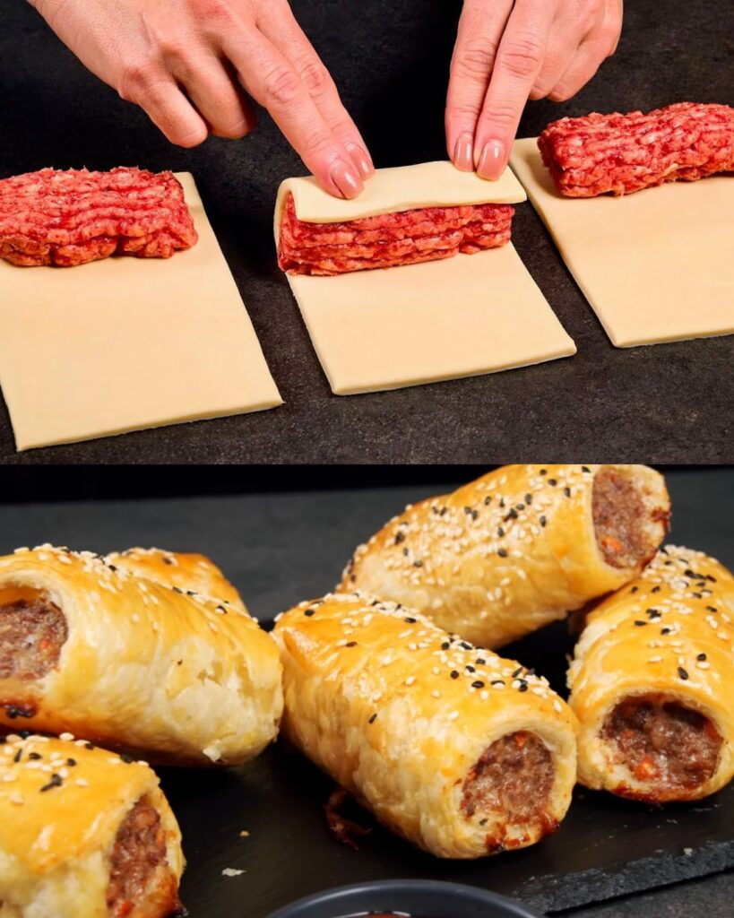 Puff Pastry Sausage Rolls finished dish