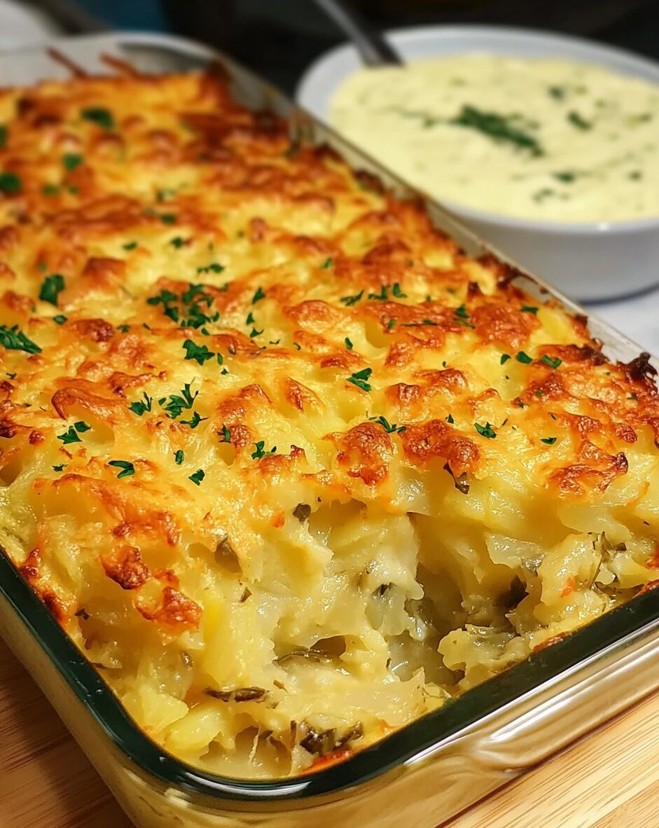 Cheesy Potato and Cabbage Casserole