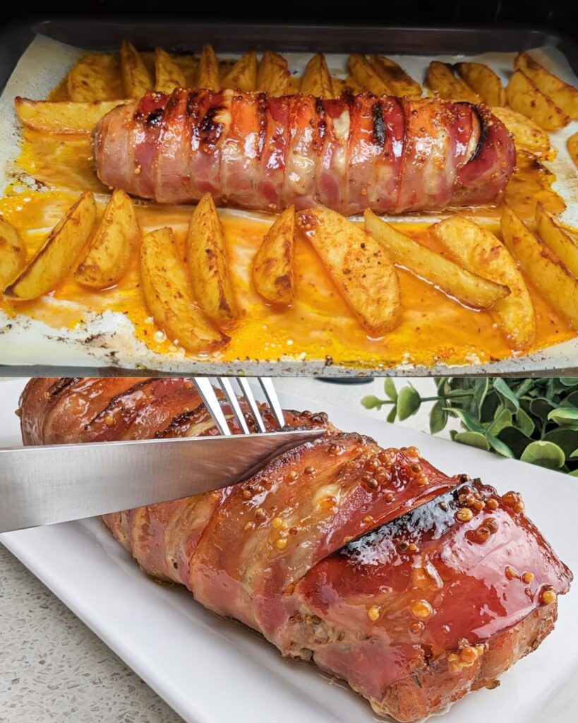 Banquet-Worthy Bacon-Wrapped Pork Tenderloin with Roasted Potatoes