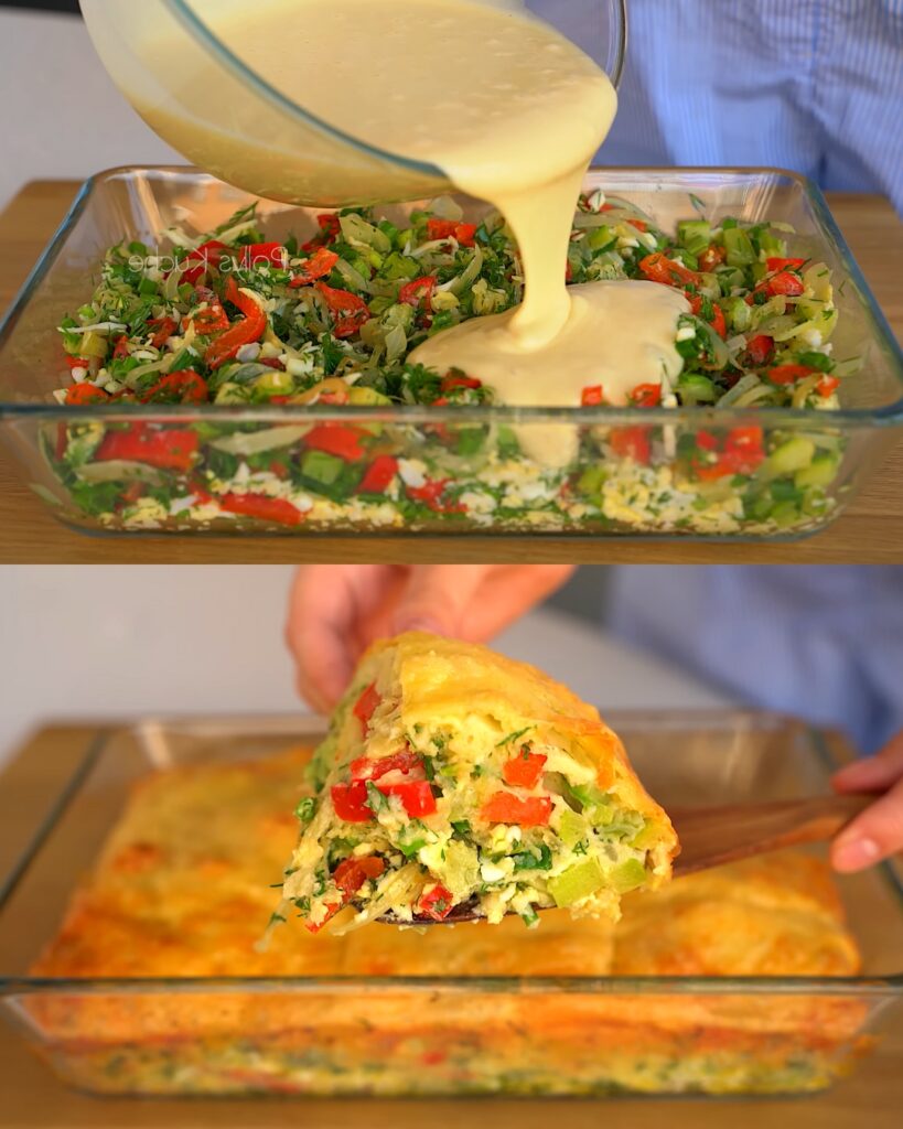Baked Zucchini and Egg Casserole with Yogurt Sauce