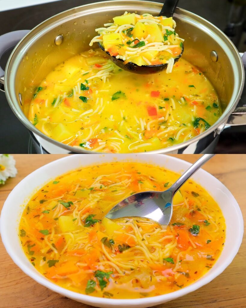Hearty Vegetable Soup with Crispy Ricotta-Topped Bread