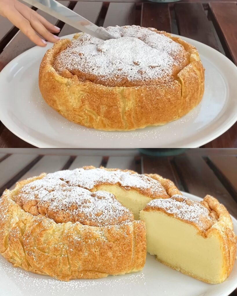 Three-Texture Magic Cake with Mascarpone finished dish