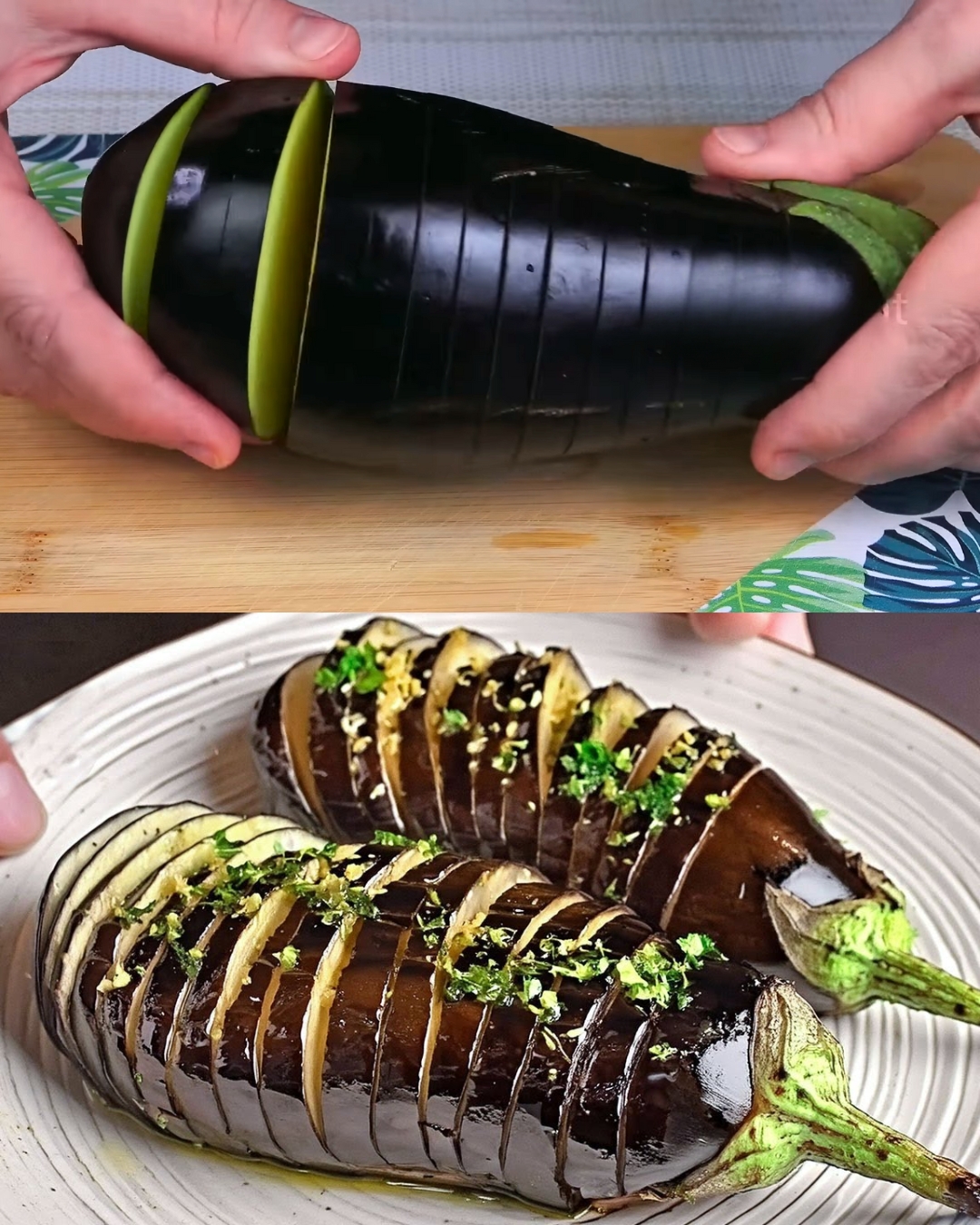 Baked Eggplants with Garlic and Herbs