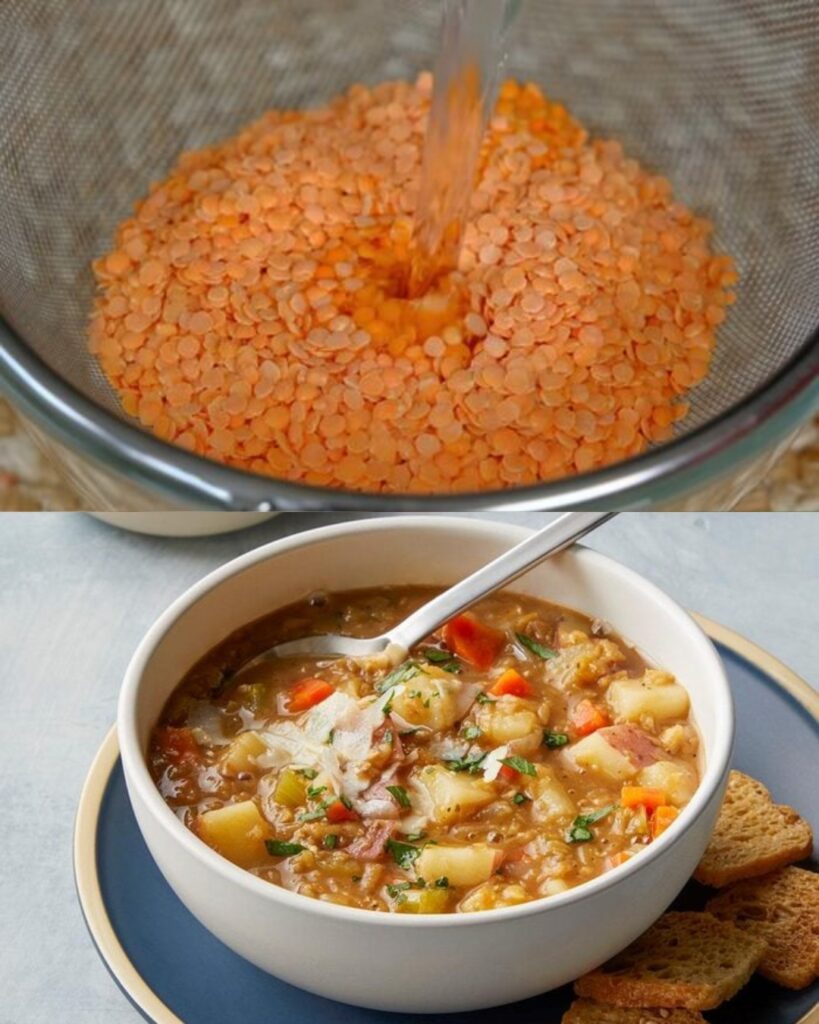 Slow Cooker Red Lentil and Vegetable Soup