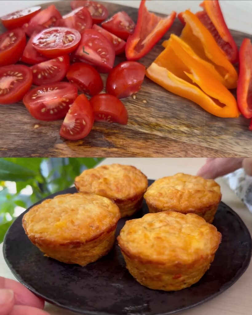 Mini Bell Pepper and Tomato Oat Muffins