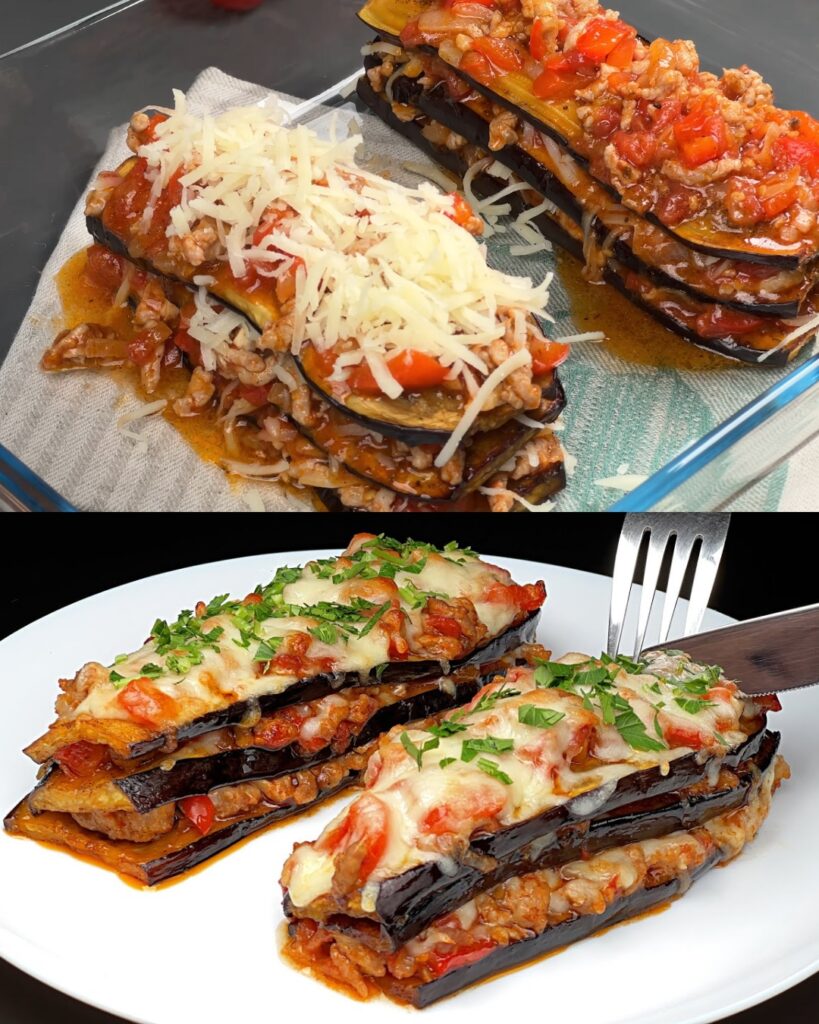 Baked Eggplant with Ground Meat and Cheese
