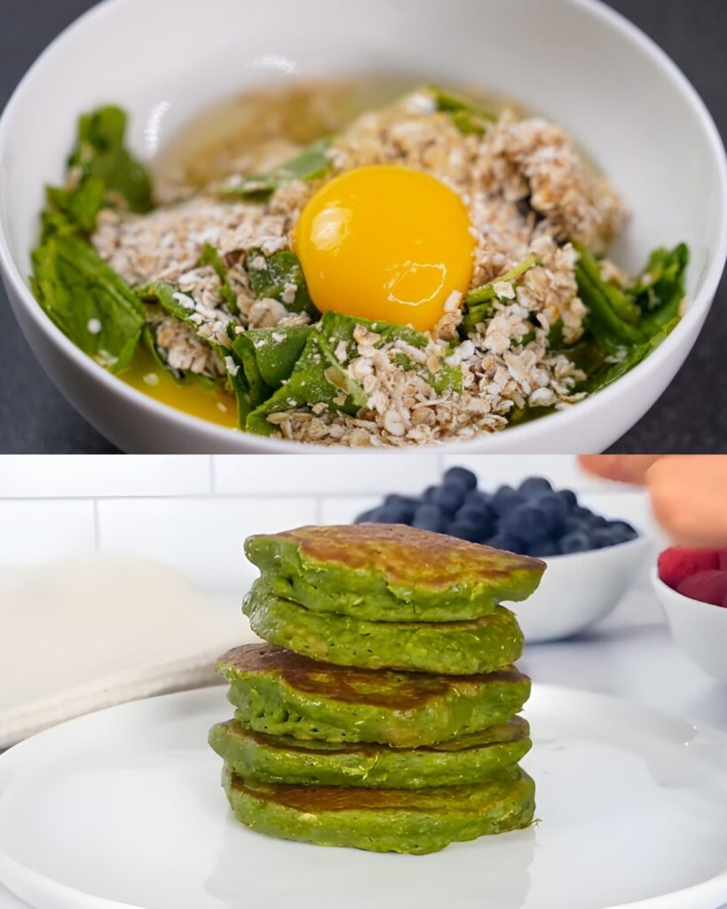 Healthy Oatmeal Pancakes with Spinach