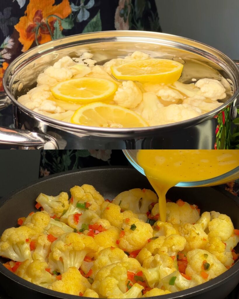 Savory Cauliflower and Egg Skillet with Cucumber Sauce