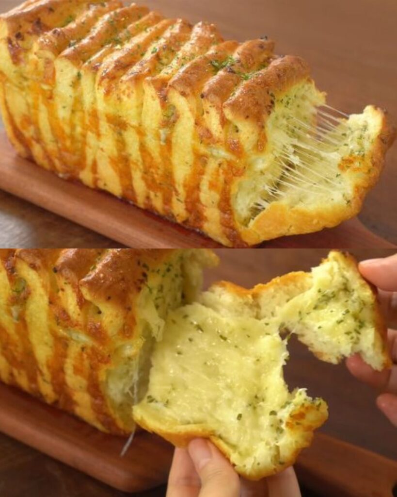 Fluffy and Soft Cream Cheese Garlic Bread Recipe finished dish