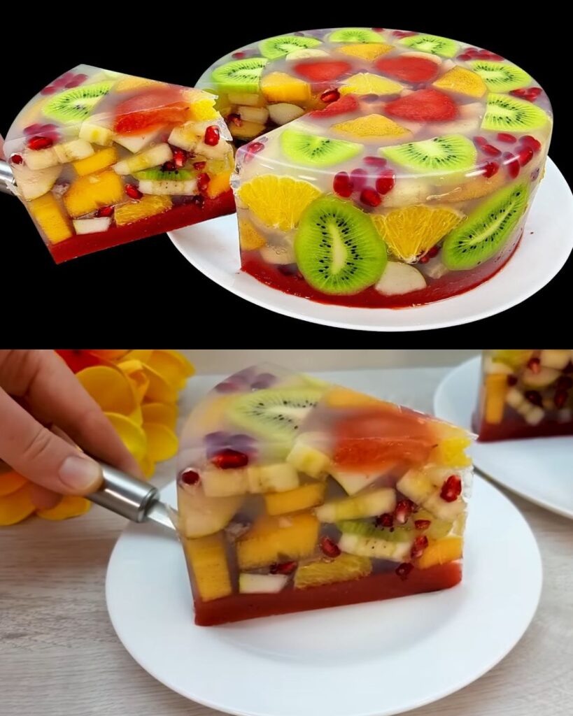 Fresh and Fruity Jelly Cake Recipe finished dish