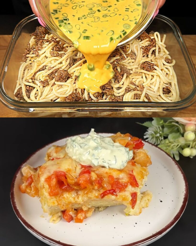 Spaghetti Omelette with Minced Meat finished dish