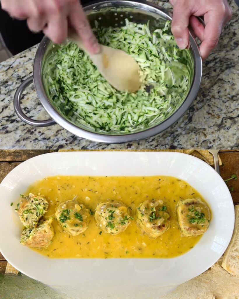 Zucchini Meatballs with Onion Sauce