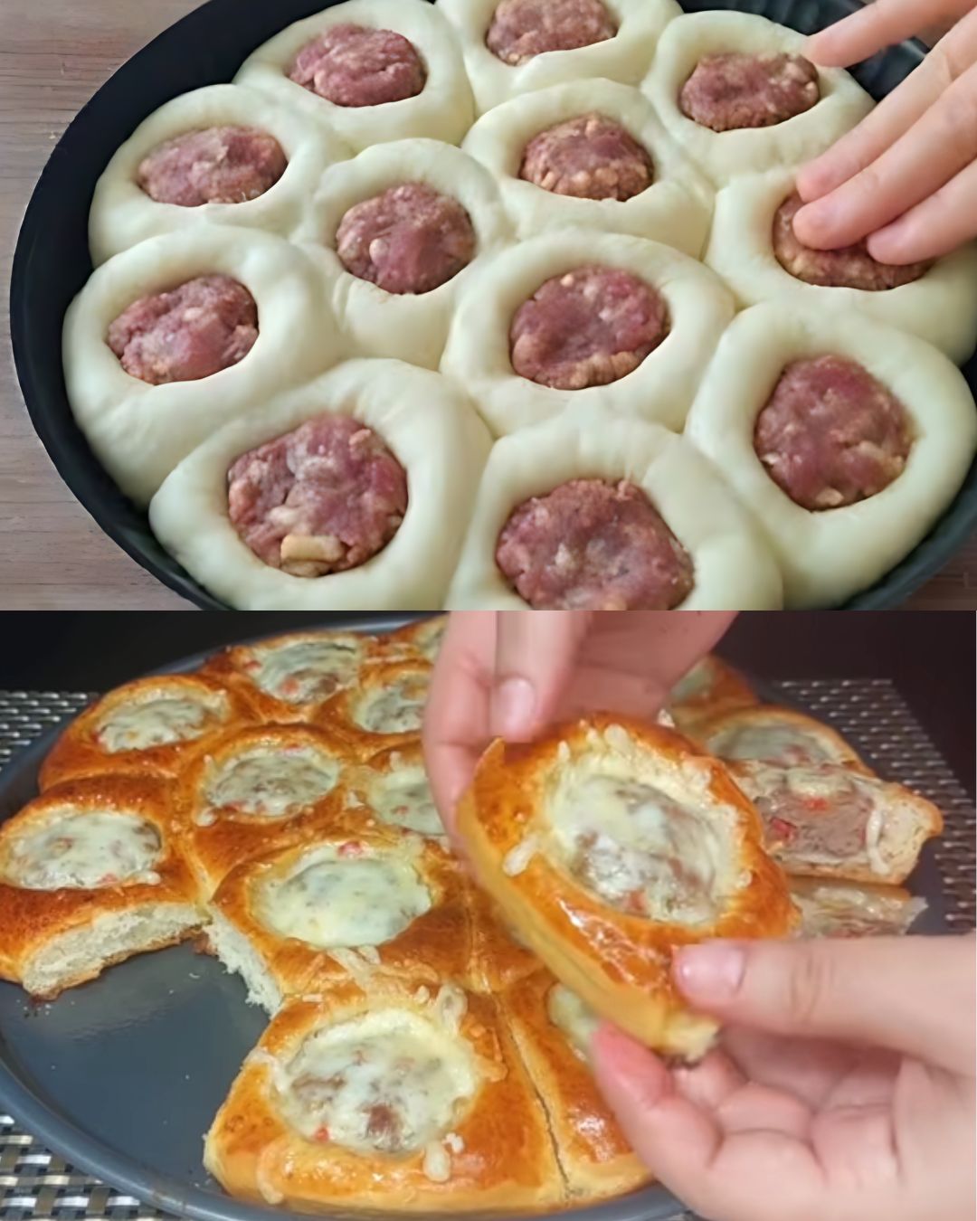 Cheesy Meat-Filled Buns