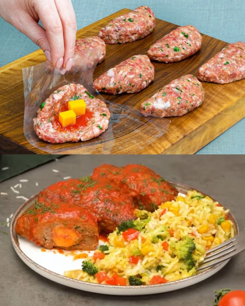 Cheesy Garlic Meatballs with Tomato Sauce
