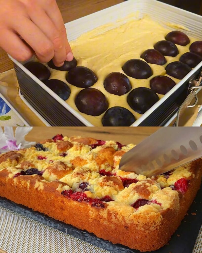 Delightful French Plum Cake with Crumb Topping