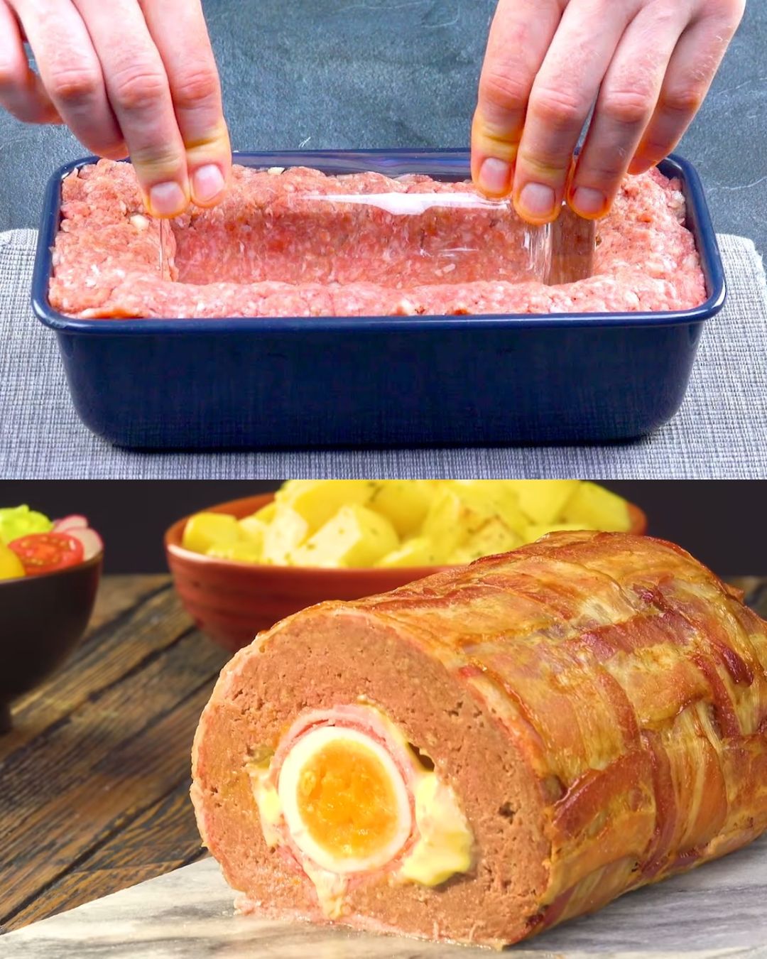 Meatloaf with Creamy Ham and Cheese Filling