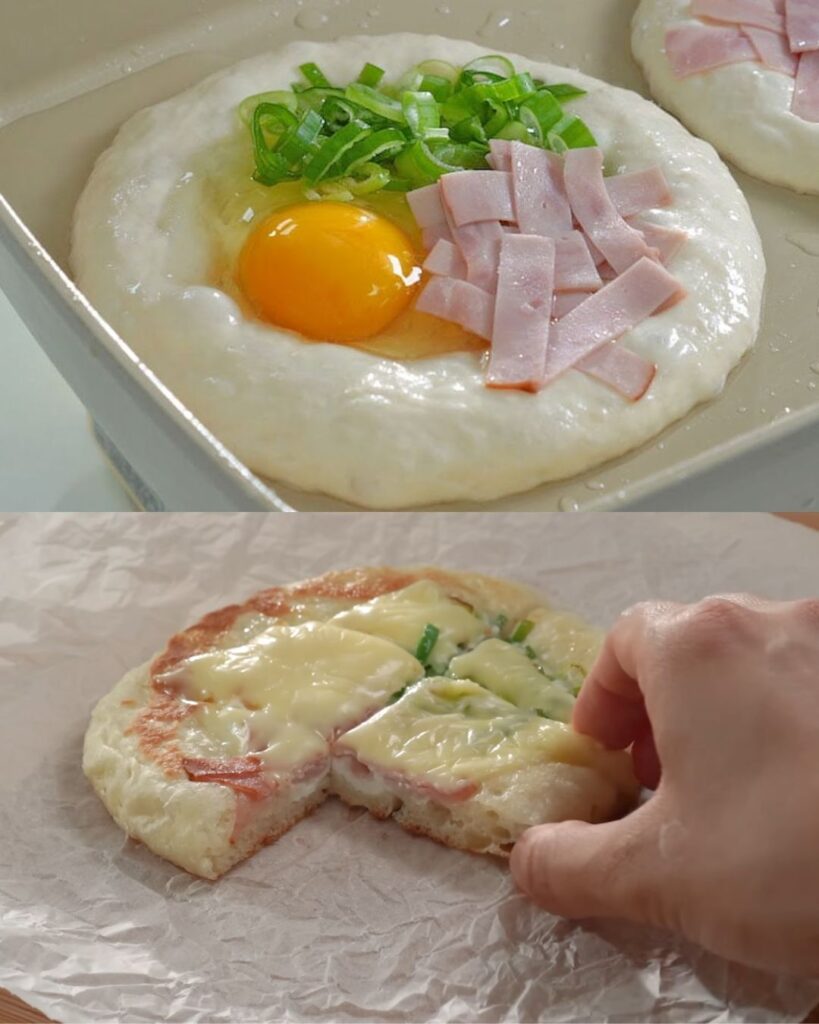 Crispy Breakfast Toast with Ham, Cheese, and Green Onions finished dish