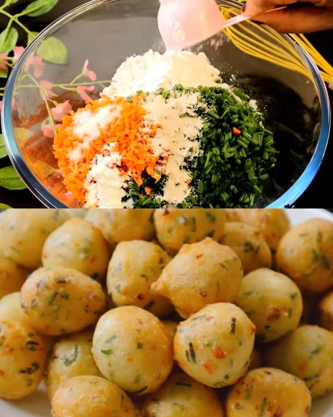 Golden Crispy Veggie Balls with Carrots and Spring Onions