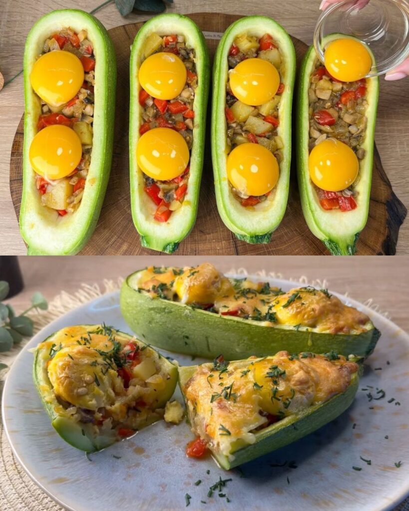 Stuffed Zucchini with Vegetables, Eggs, and Cheese finished dish