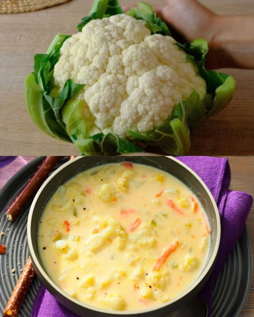 Creamy Cauliflower Soup with Cheddar Cheese