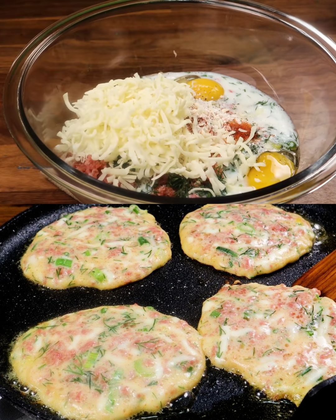 Salami and Cheese Breakfast Pancakes