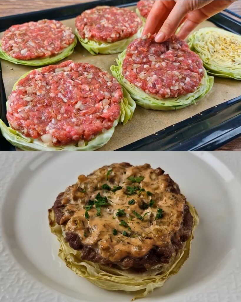 Hearty Baked Cabbage and Ground Beef with Parmesan Potatoes