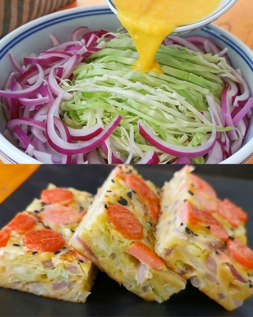 Cabbage and Ham Breakfast Cake Recipe