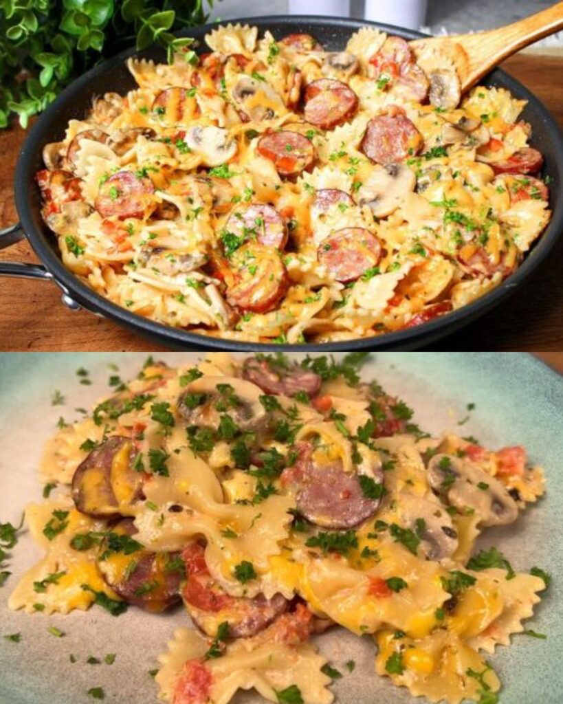 Creamy German Pasta with Smoked Sausage and Mushrooms