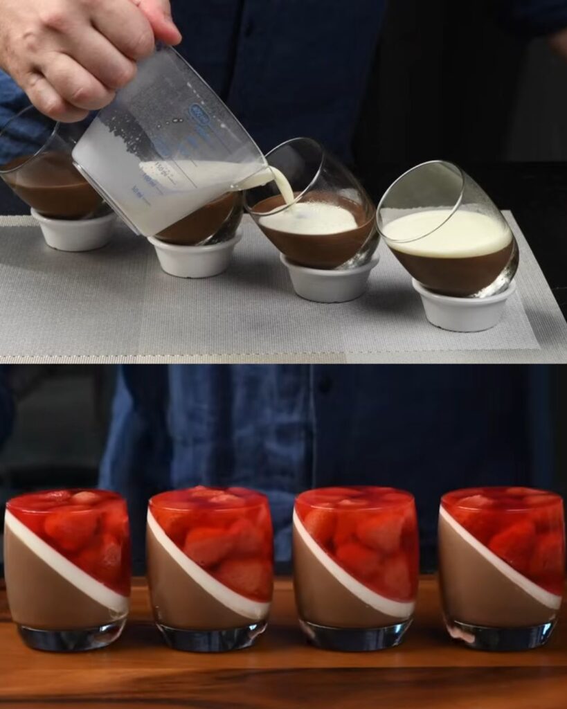 Decadent Strawberry Chocolate Panna Cotta in Cups