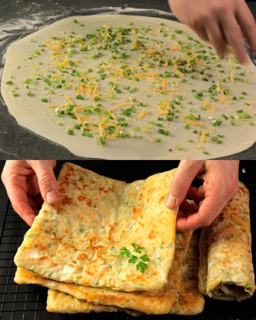 Cheesy Spring Onion Sesame Flatbread