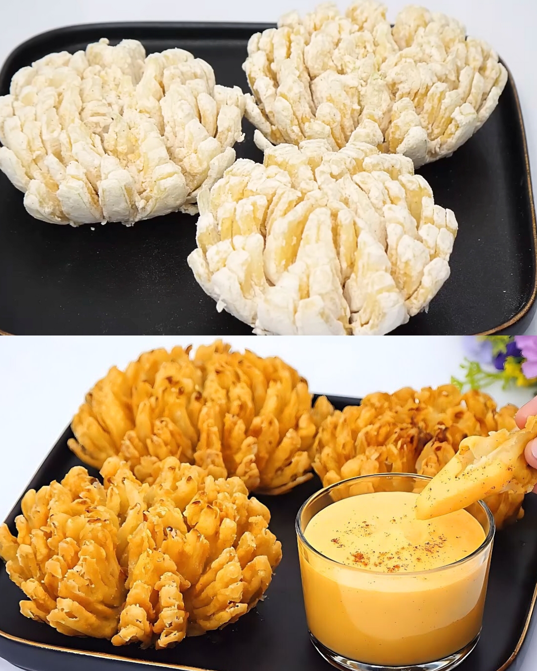 The Best Fried Onions with Cheese Sauce Recipe
