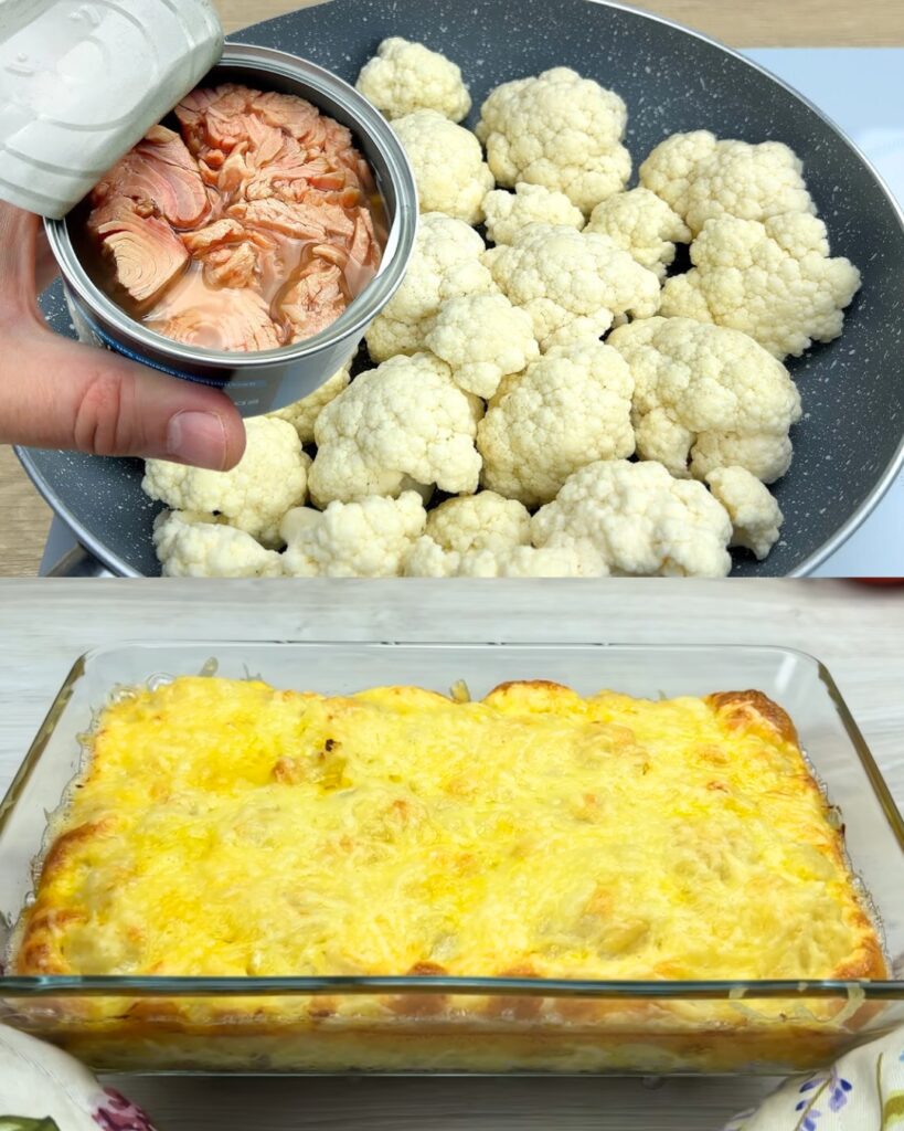 Delicious Cauliflower and Canned Tuna Casserole finished dish