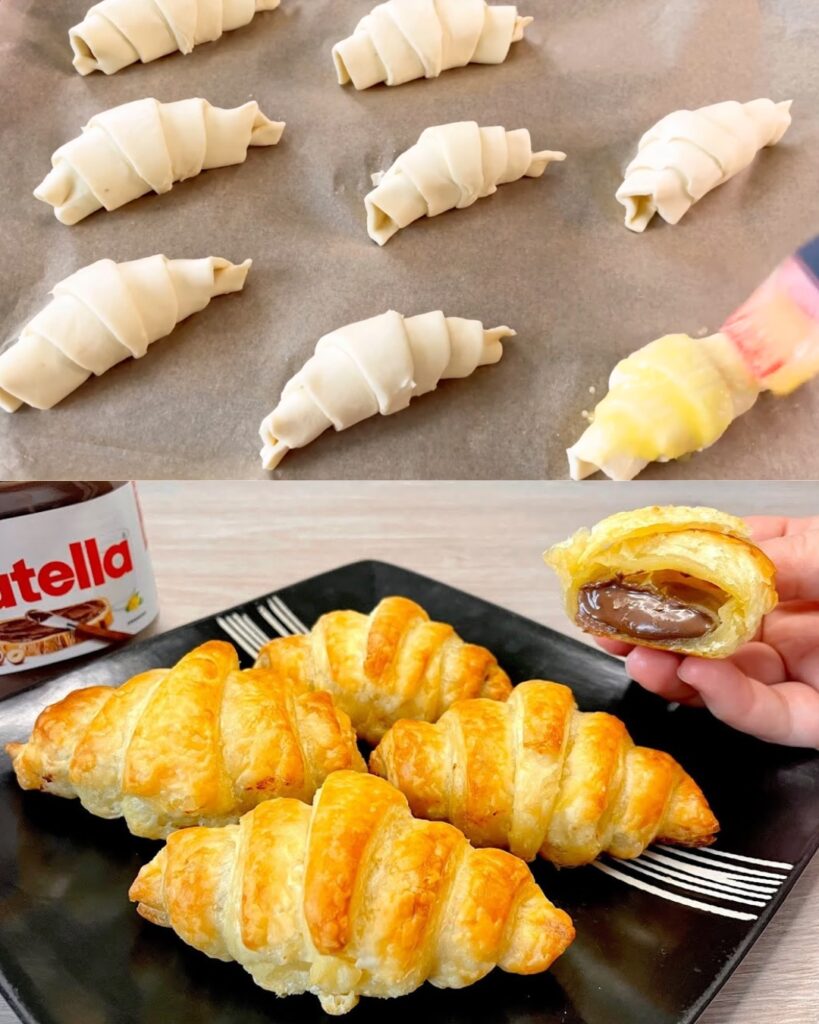 Homemade Nutella Puff Pastry Croissants
