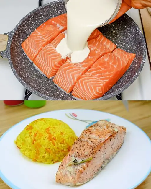 Creamy Lemon-Butter Salmon over Spinach Rice