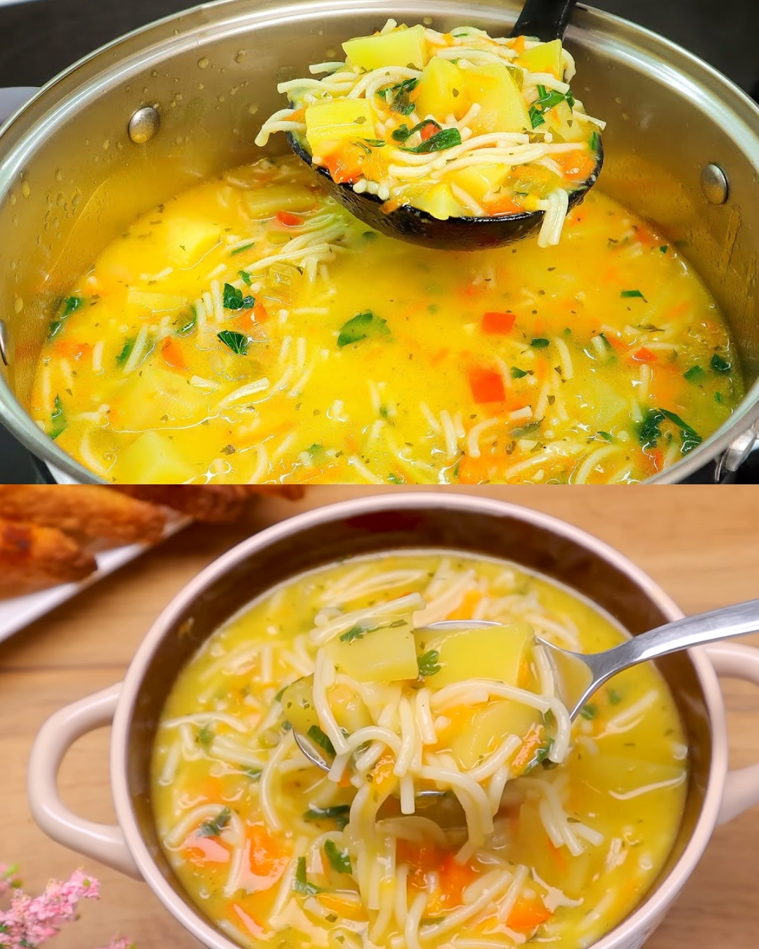 Hearty Vegetable Soup with Homemade Croutons