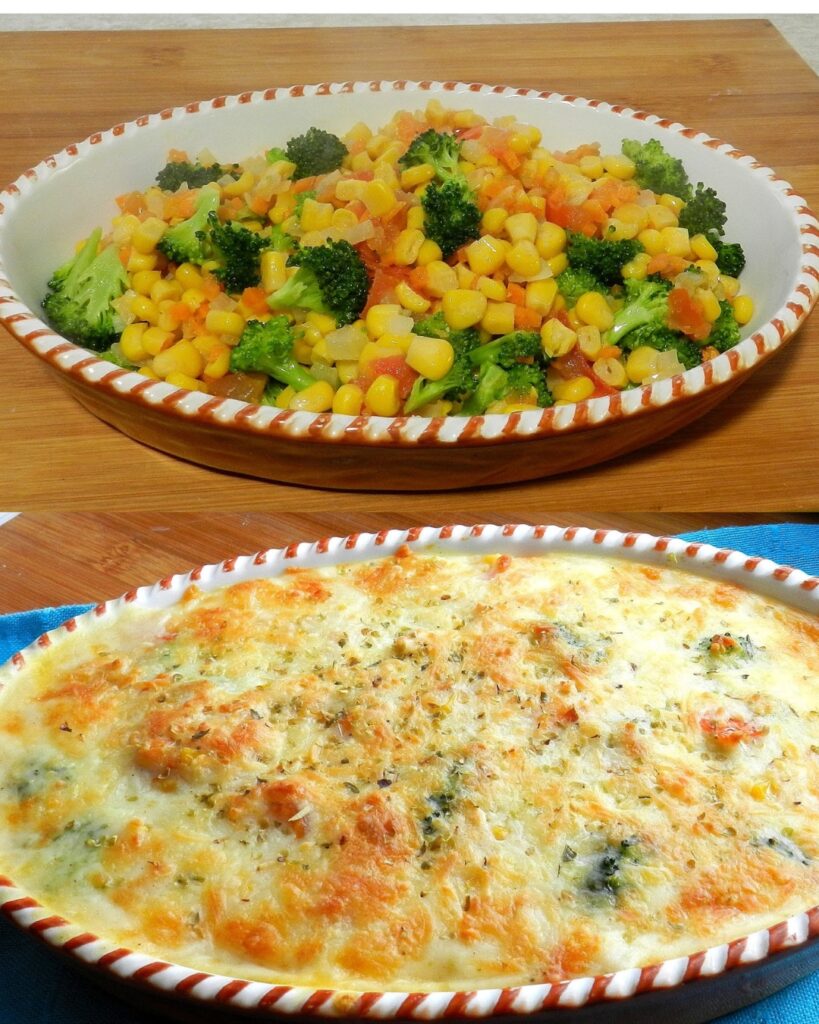 Corn Bake with Vegetables and Creamy Béchamel Sauce finished dish