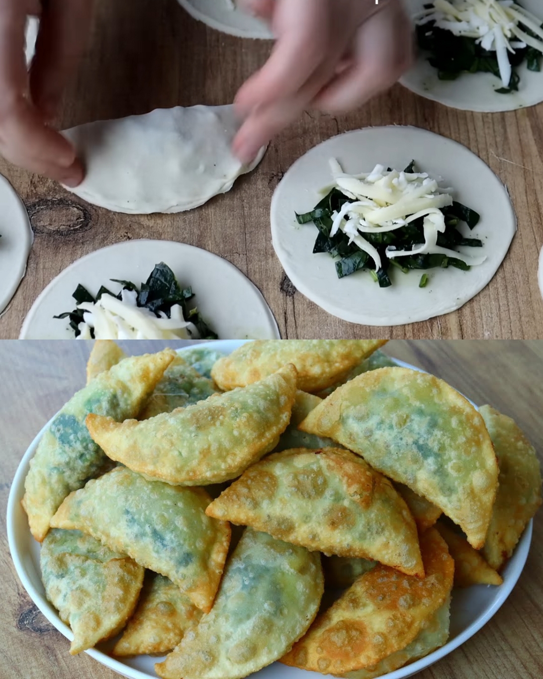Spinach and Cheese Stuffed Fried Bread Rolls