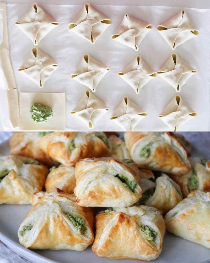 Heavenly Spinach, Parsley, and Feta Cheese Puff Pastry Pockets finished dish
