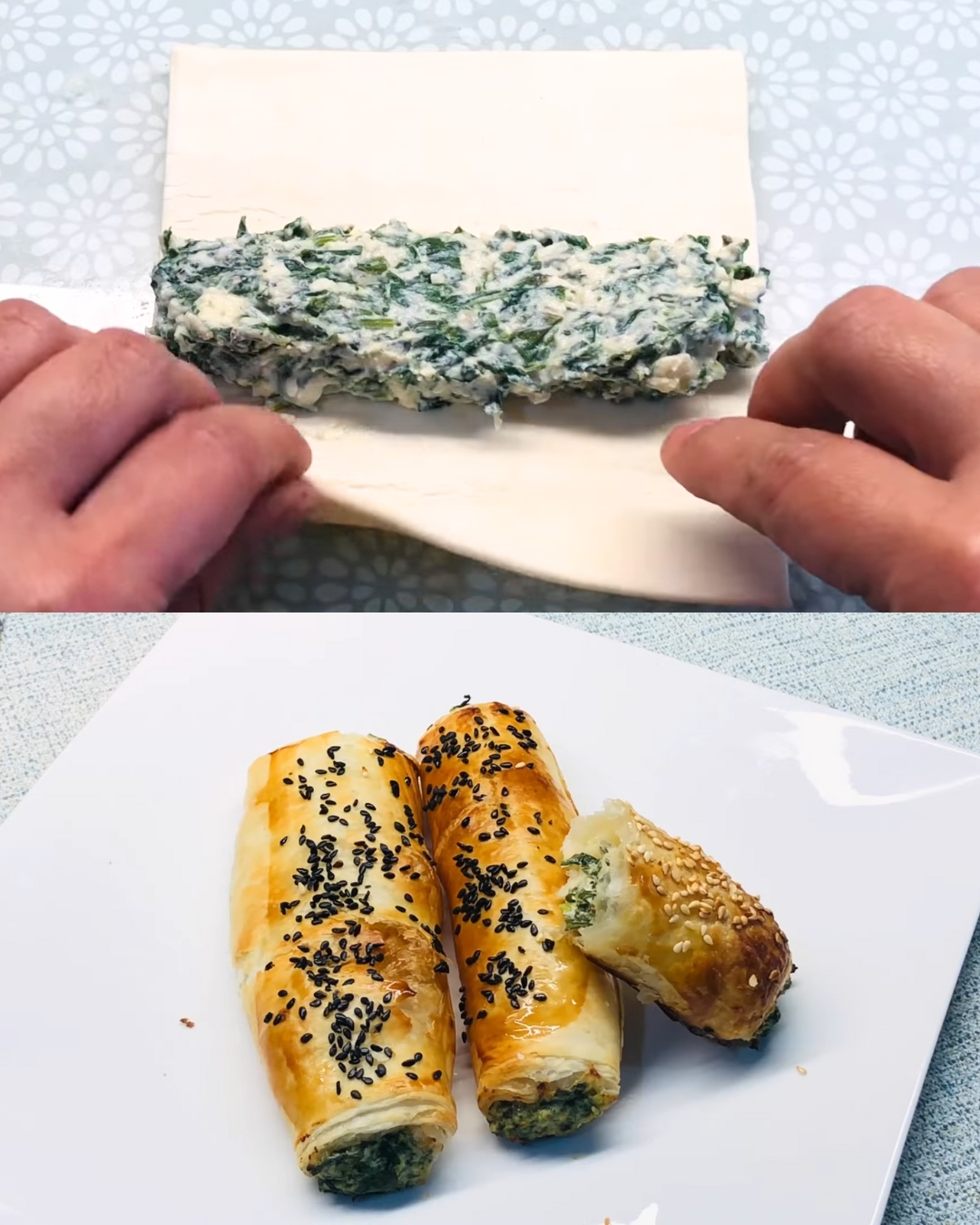 Puff Pastry Rolls with Spinach and Cheese