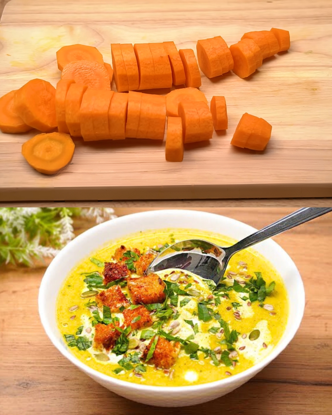 Creamy Veggie Slimming Soup with Homemade Croutons