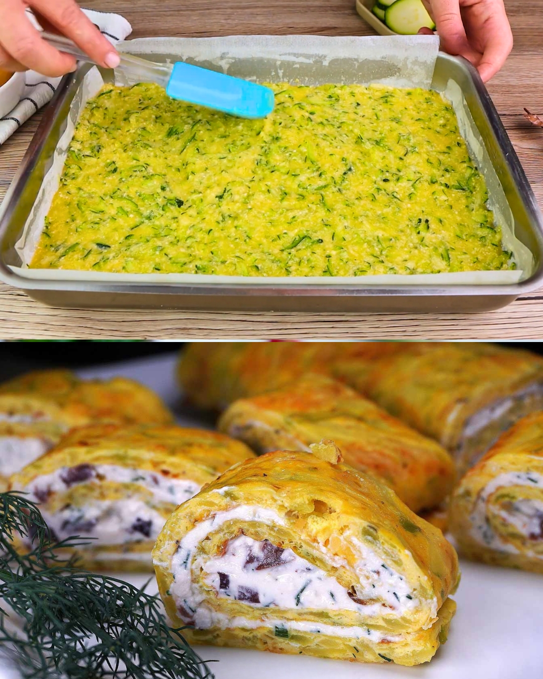 Zucchini Roll with Cream Cheese and Olives