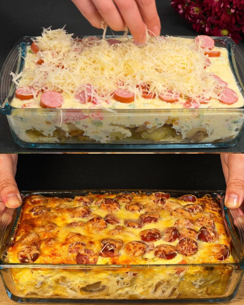 Baked Potato and Sausage Casserole with Creamy Dill Sauce