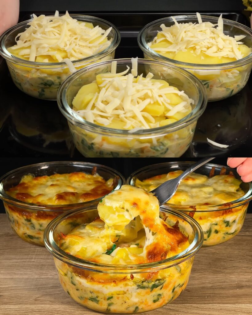 Creamy Potato and Spinach Bake finished dish