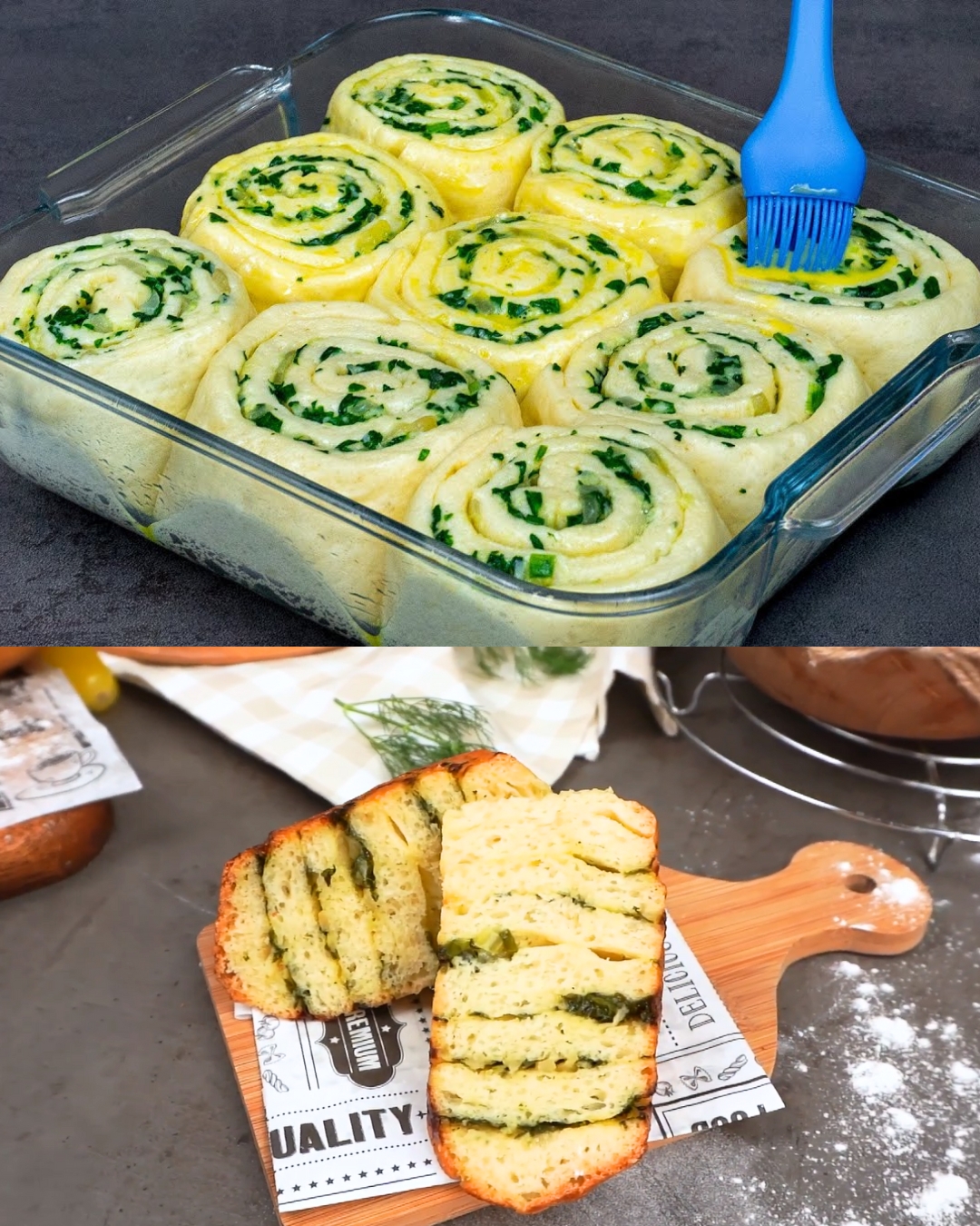 Spinach and Green Onion Savory Bread Recipe