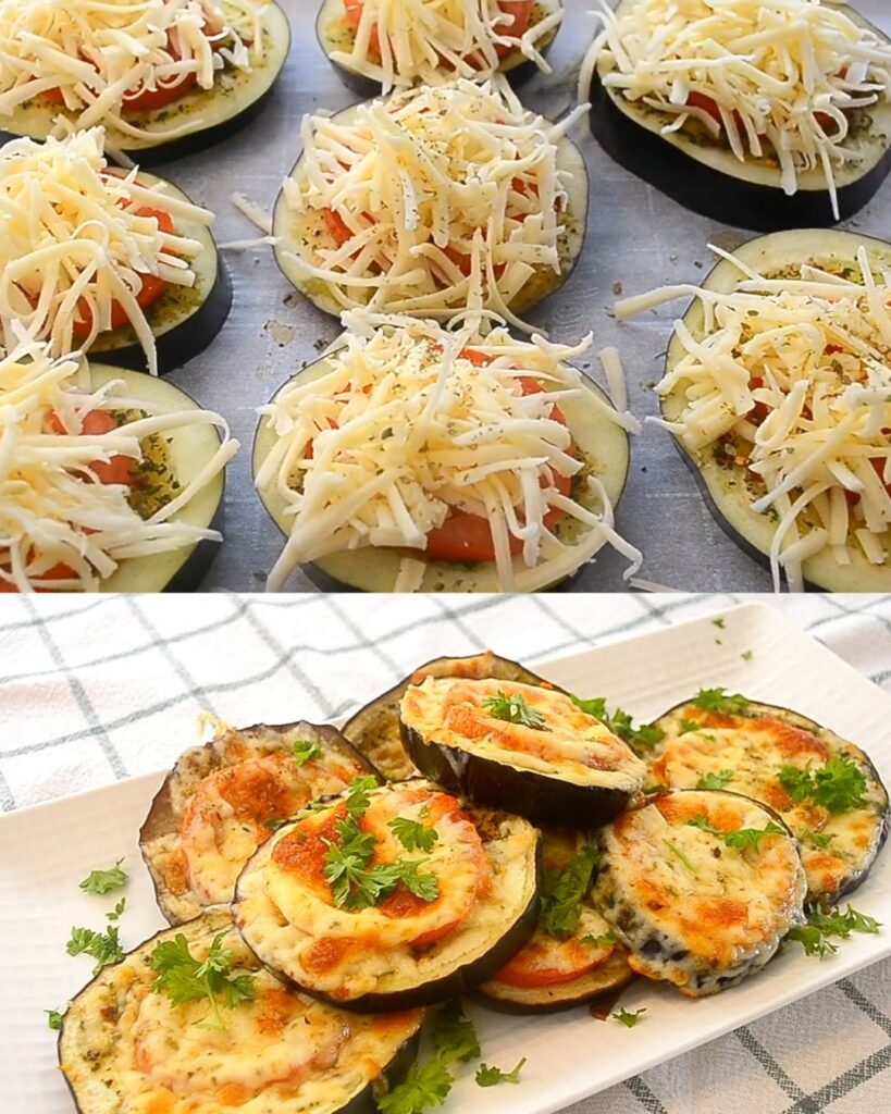 Baked Eggplant and Tomato Mozzarella Stacks