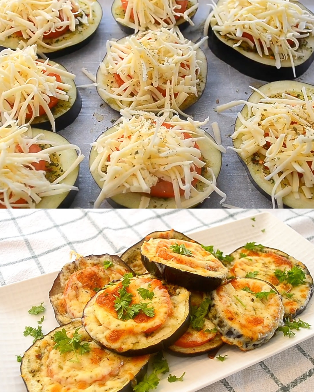 Baked Eggplant and Tomato Mozzarella Stacks