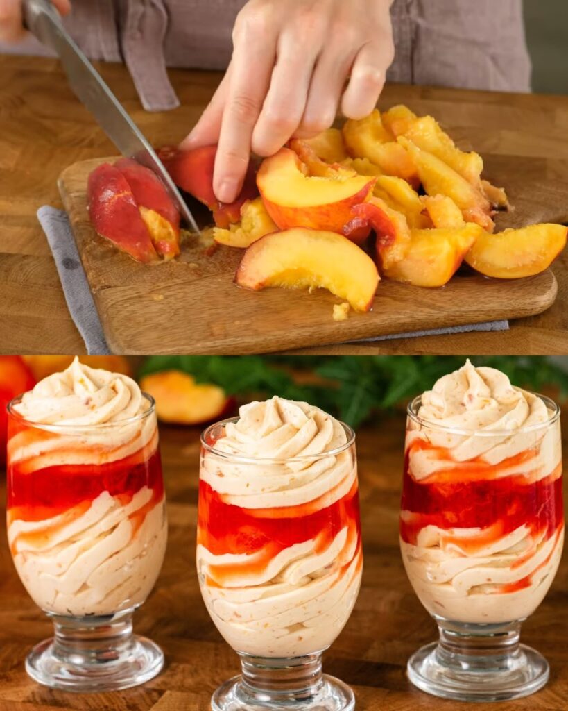 Peach Mousse with Peach Gelée finished dish
